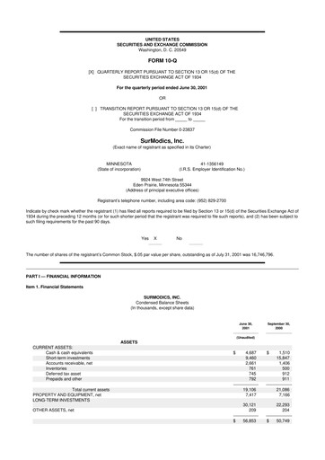 Thumbnail SurModics 10-Q Quarterly Report FY 