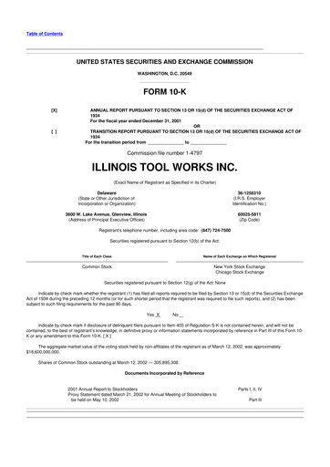 Miniature Illinois Tool Works  10-K Rapport annuel 2001