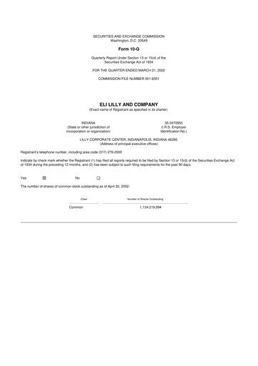 Vorschaubild Eli Lilly 10-Q Quartalsbericht  