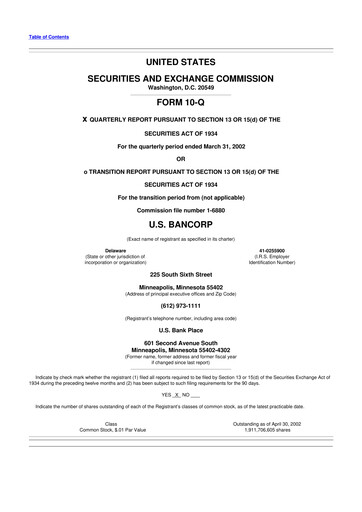 Miniature U.S. Bancorp 10-Q Rapport trimestriel  