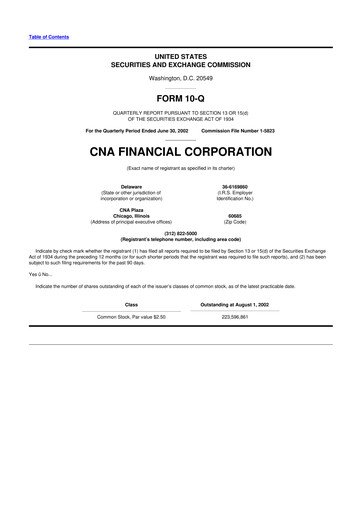 Thumbnail CNA Financial 10-Q Quarterly Report FY 
