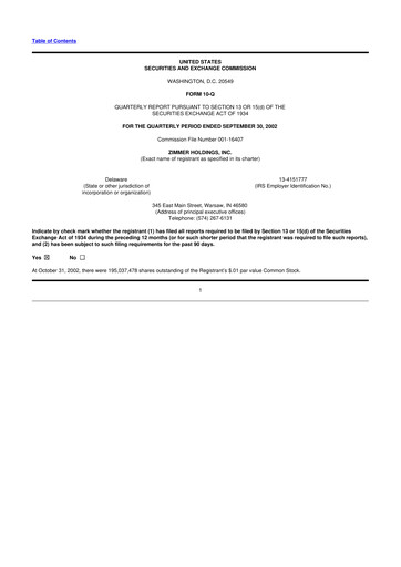 Thumbnail Zimmer Biomet 10-Q Quarterly Report FY 