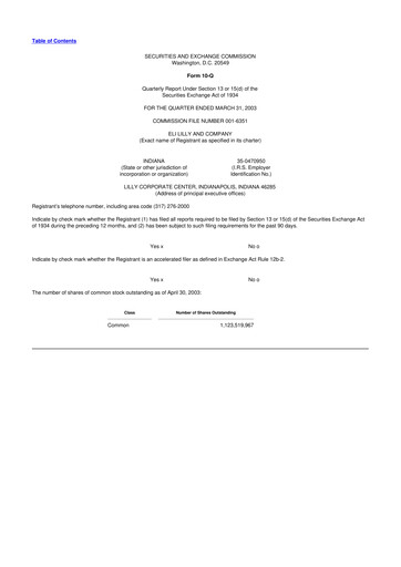 Vorschaubild Eli Lilly 10-Q Quartalsbericht  