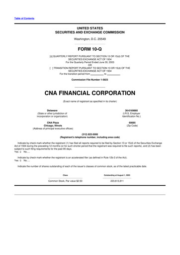 Thumbnail CNA Financial 10-Q Quarterly Report FY 