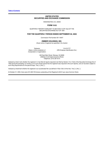 Thumbnail Zimmer Biomet 10-Q Quarterly Report FY 