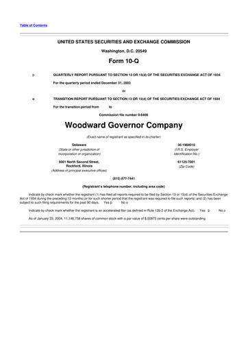 Thumbnail Woodward 10-Q Quarterly Report FY 