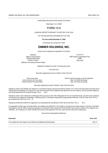 Thumbnail Zimmer Biomet 10-K Annual Report 