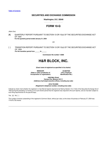 Thumbnail H&R Block
 10-Q Quarterly Report FY 