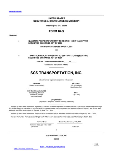 Thumbnail Saia
 10-Q Quarterly Report FY 