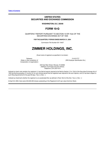 Thumbnail Zimmer Biomet 10-Q Quarterly Report FY 