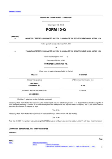 Vorschaubild Commerce Bancshares
 10-Q Quartalsbericht  