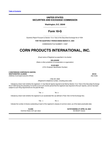 Thumbnail Ingredion 10-Q Quarterly Report FY 