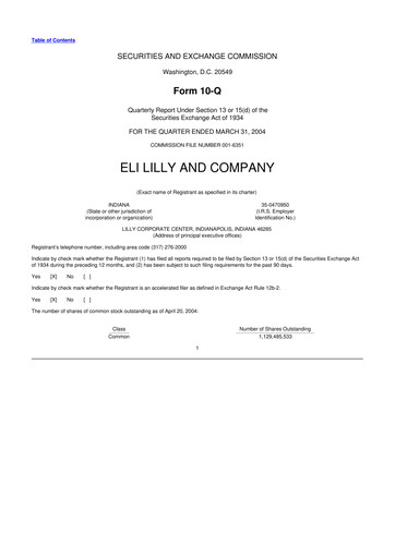 Vorschaubild Eli Lilly 10-Q Quartalsbericht  