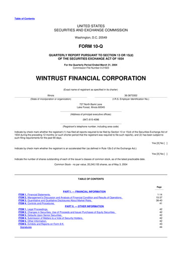 Vorschaubild Wintrust Financial 10-Q Quartalsbericht  