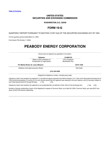 Thumbnail Peabody Energy
 10-Q Quarterly Report FY 