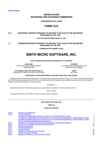 Thumbnail Smith Micro Software
 10-Q Quarterly Report FY 