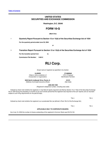Thumbnail RLI Corp.
 10-Q Quarterly Report FY 