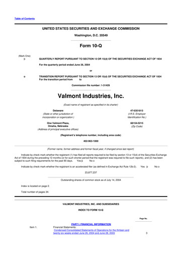 Thumbnail Valmont Industries
 10-Q Quarterly Report FY 