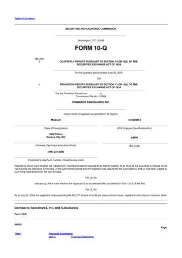 Vorschaubild Commerce Bancshares
 10-Q Quartalsbericht  