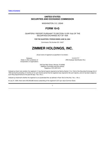 Thumbnail Zimmer Biomet 10-Q Quarterly Report FY 