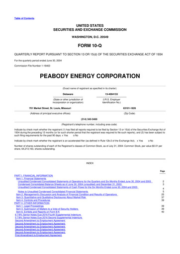 Thumbnail Peabody Energy
 10-Q Quarterly Report FY 