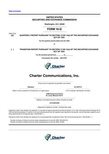 Thumbnail Charter Communications 10-Q Quarterly Report FY 