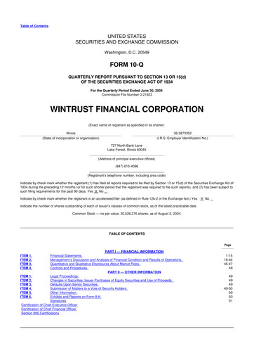 Vorschaubild Wintrust Financial 10-Q Quartalsbericht  