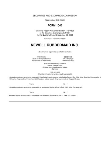 Thumbnail Newell Brands
 10-Q Quarterly Report FY 