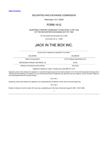 Thumbnail Jack in the Box
 10-Q Quarterly Report FY 