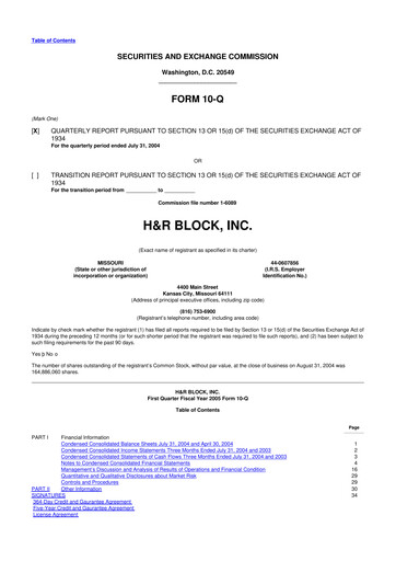 Thumbnail H&R Block
 10-Q Quarterly Report FY 
