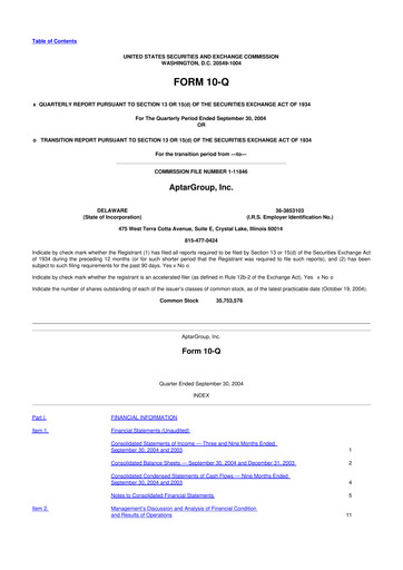 Miniature AptarGroup 10-Q Rapport trimestriel  