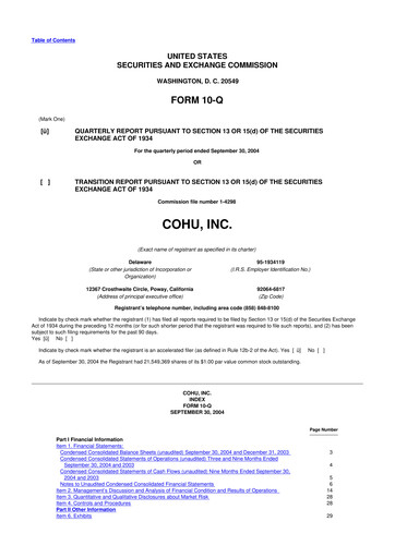 Thumbnail Cohu 10-Q Quarterly Report FY 