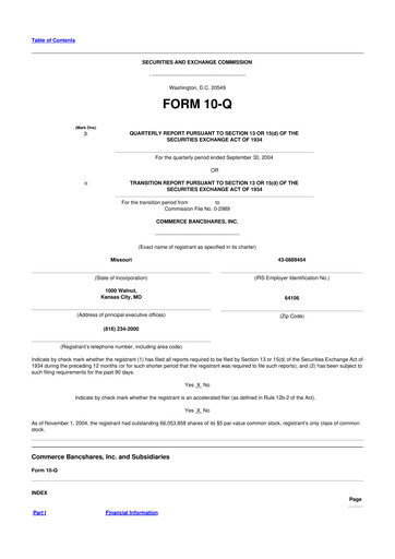 Vorschaubild Commerce Bancshares
 10-Q Quartalsbericht  