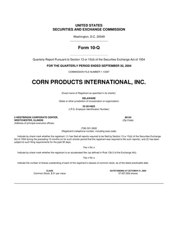Thumbnail Ingredion 10-Q Quarterly Report FY 