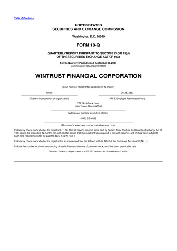 Vorschaubild Wintrust Financial 10-Q Quartalsbericht  