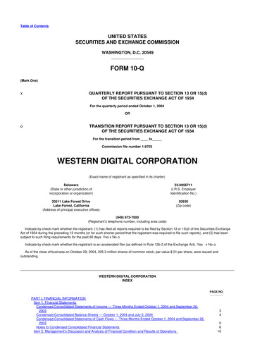Thumbnail Western Digital 10-Q Quarterly Report FY 