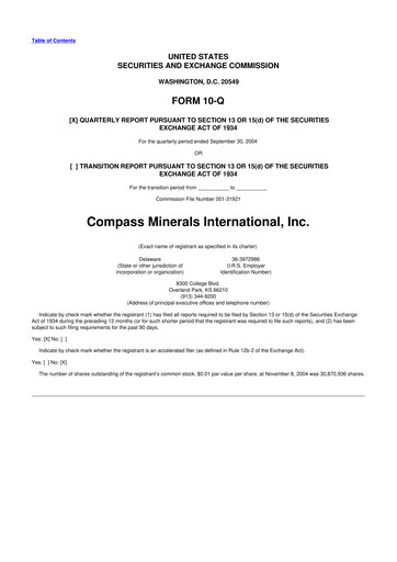 Thumbnail Compass Minerals 10-Q Quarterly Report FY 