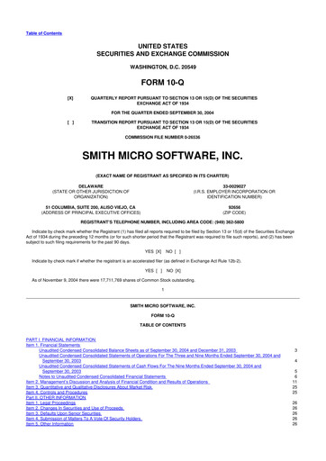 Thumbnail Smith Micro Software
 10-Q Quarterly Report FY 