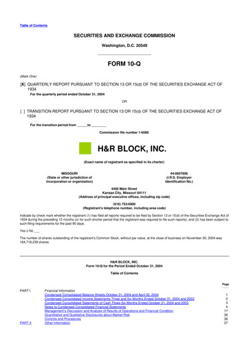 Thumbnail H&R Block
 10-Q Quarterly Report FY 