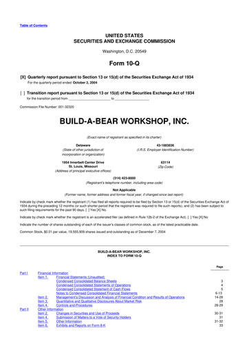 Thumbnail Build-A-Bear Workshop 10-Q Quarterly Report FY 