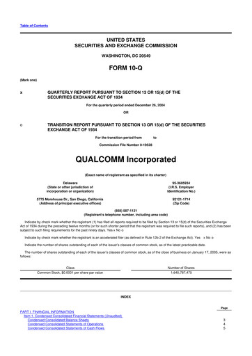 Vorschaubild QUALCOMM 10-Q Quartalsbericht  