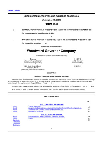 Thumbnail Woodward 10-Q Quarterly Report FY 