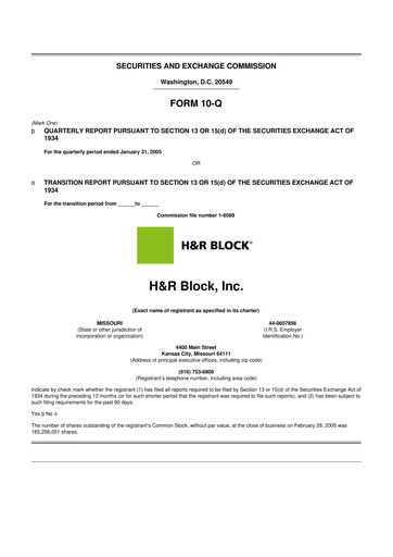 Thumbnail H&R Block
 10-Q Quarterly Report FY 