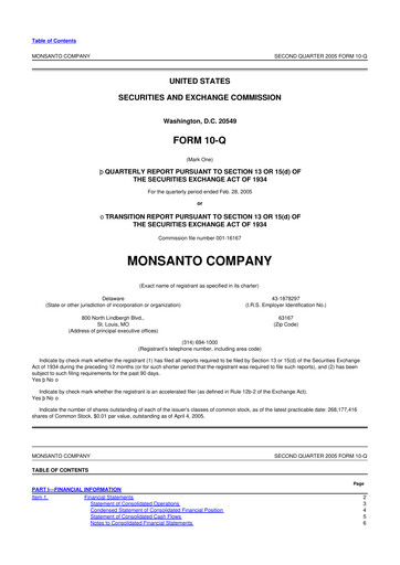 Thumbnail Monsanto 10-Q Quarterly Report FY 