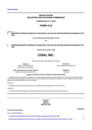 Thumbnail Cohu 10-Q Quarterly Report FY 