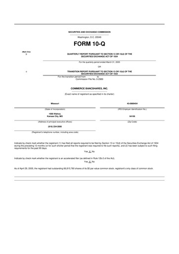 Vorschaubild Commerce Bancshares
 10-Q Quartalsbericht  