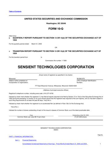 Thumbnail Sensient Technologies
 10-Q Quarterly Report FY 