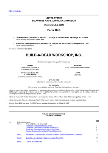 Thumbnail Build-A-Bear Workshop 10-Q Quarterly Report FY 
