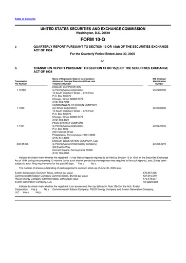 Thumbnail Exelon Corporation 10-Q Quarterly Report FY 
