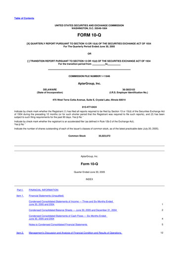 Miniature AptarGroup 10-Q Rapport trimestriel  